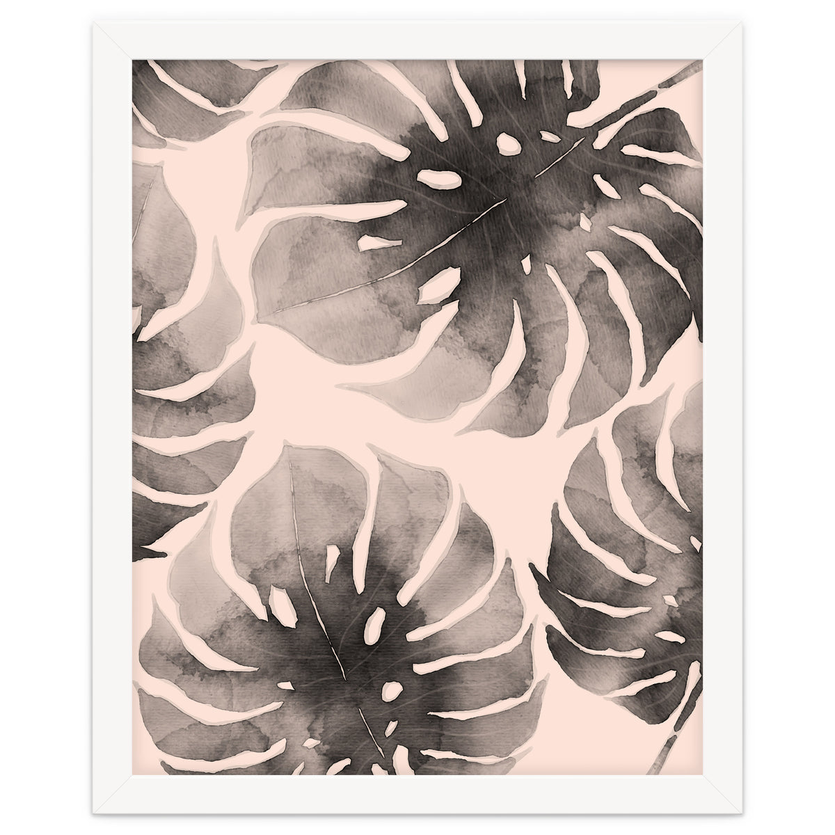 Monstera pink and gray watercolor