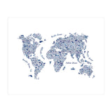 Watercolor World Map in Blue (Print Only) thumbnail
