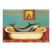 Dolphin In A Bath Folk Art (Print Only)