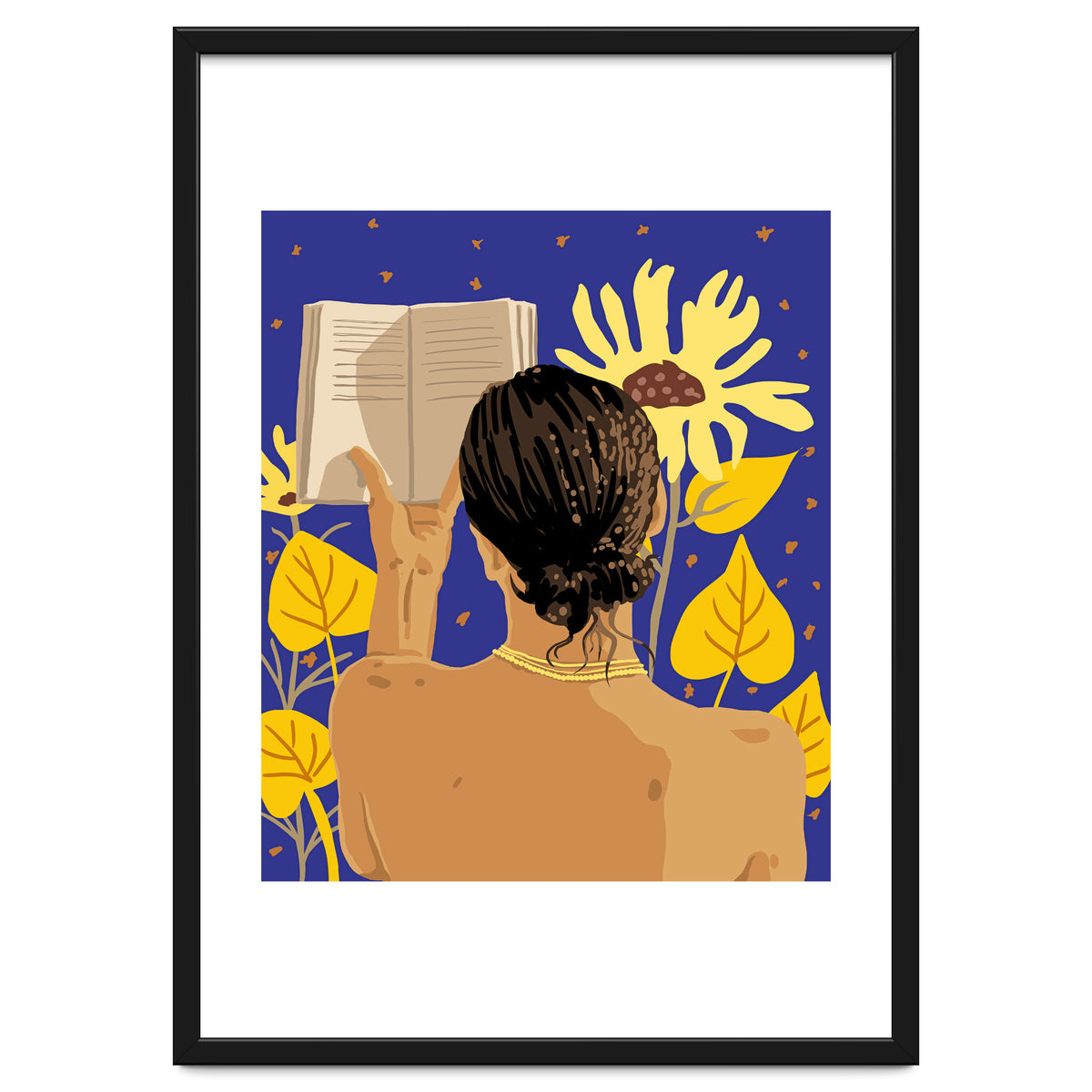 You're never alone when lost in the magic of a book, Bohemian Reader Botanical, Nude Plant Lady