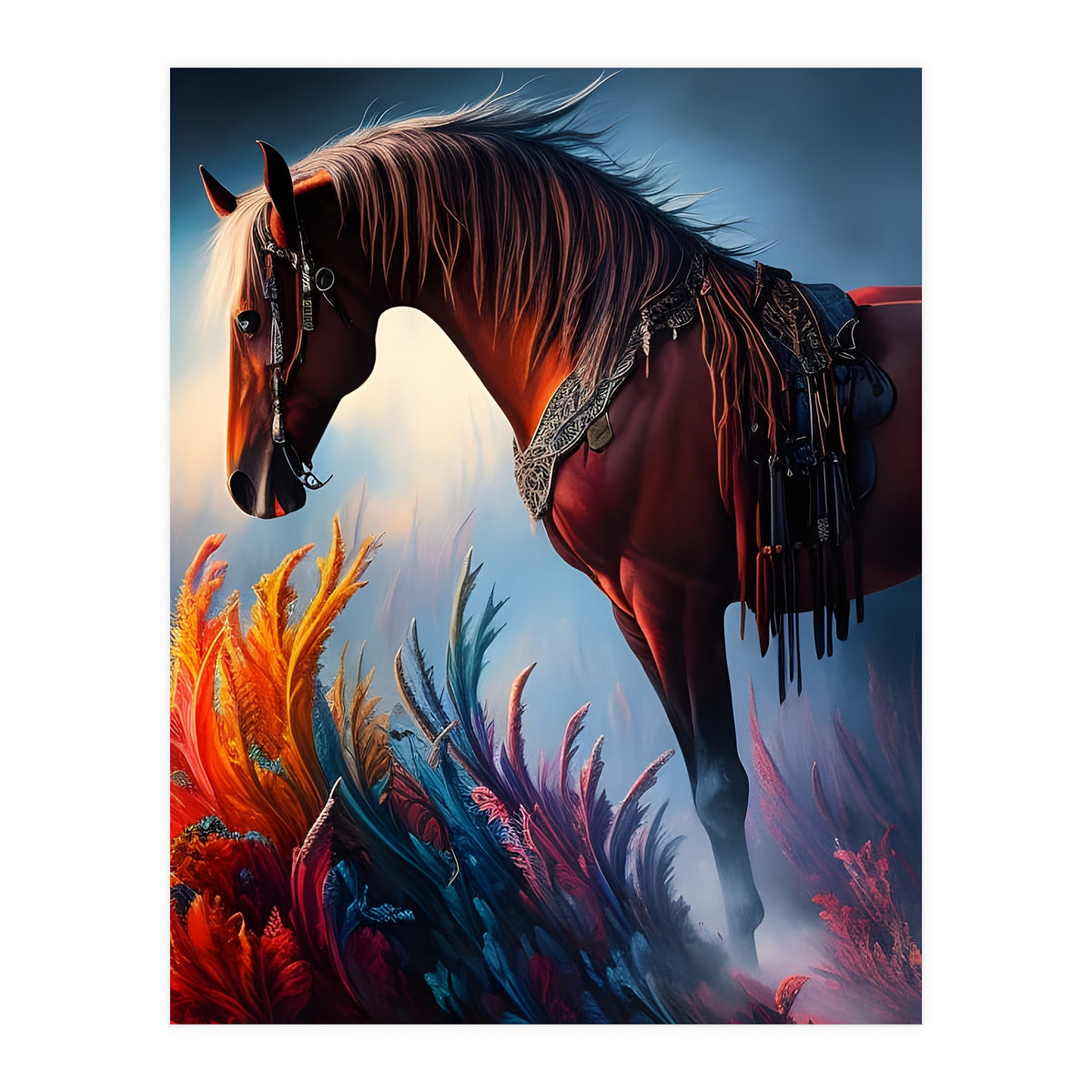 Elegant Prismatic Arabian Horse Digital Art (Print Only)