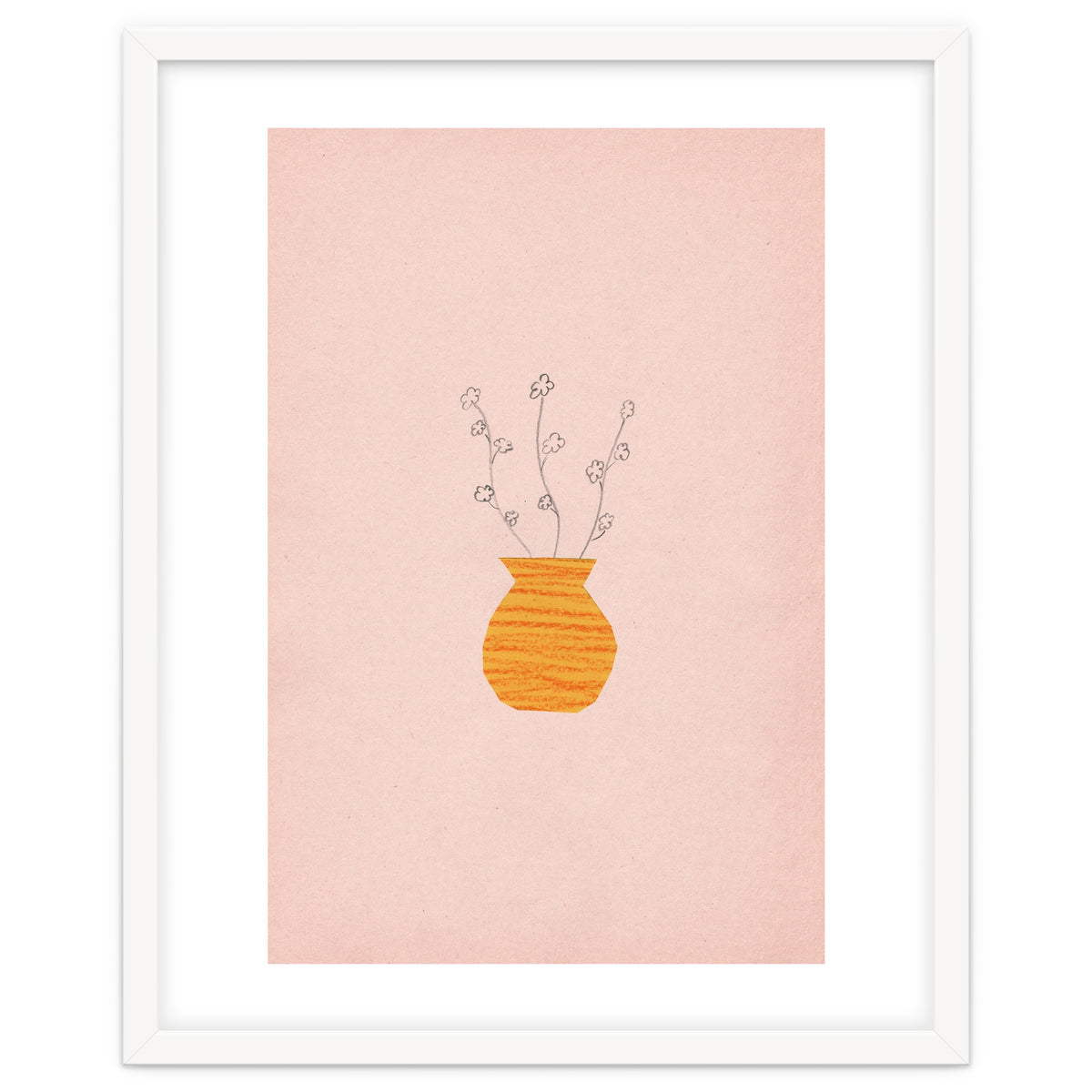 Pink and orange botanical art