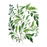 Botanical Abundance, Fresh Green Nature Watercolor Painting, Vibrant Leaves Minimal Illustration (Print Only) thumbnail