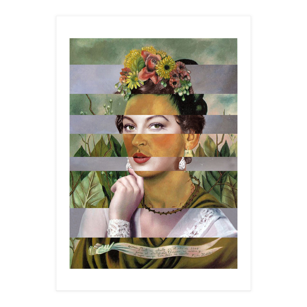 Frida Kahlos Self Portrait With (Print Only)