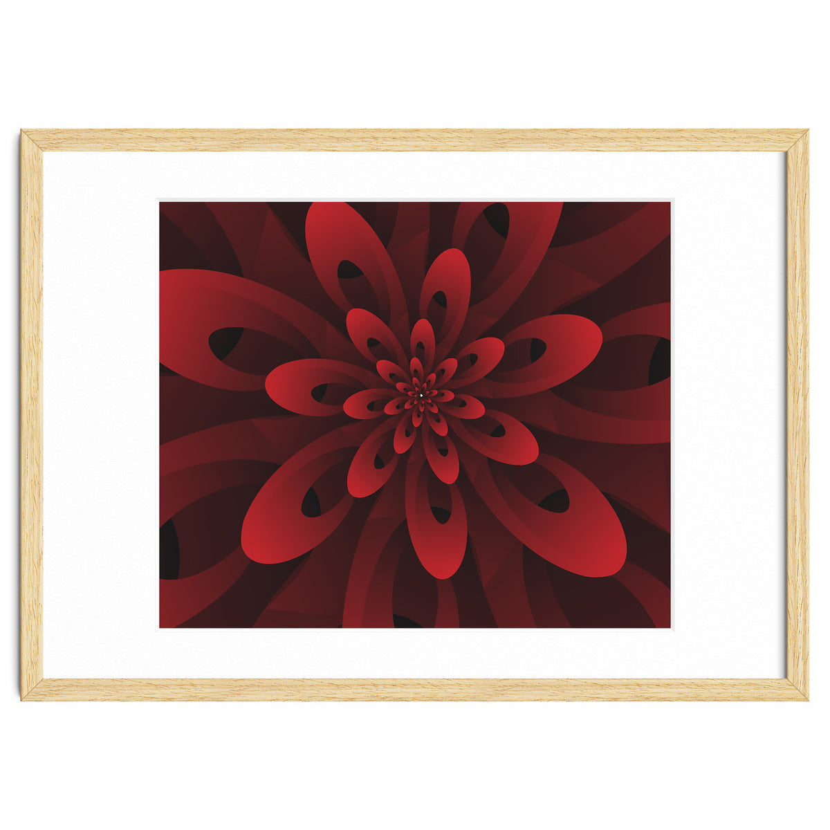 Abstract Digital Modern Red Floral 3D ART