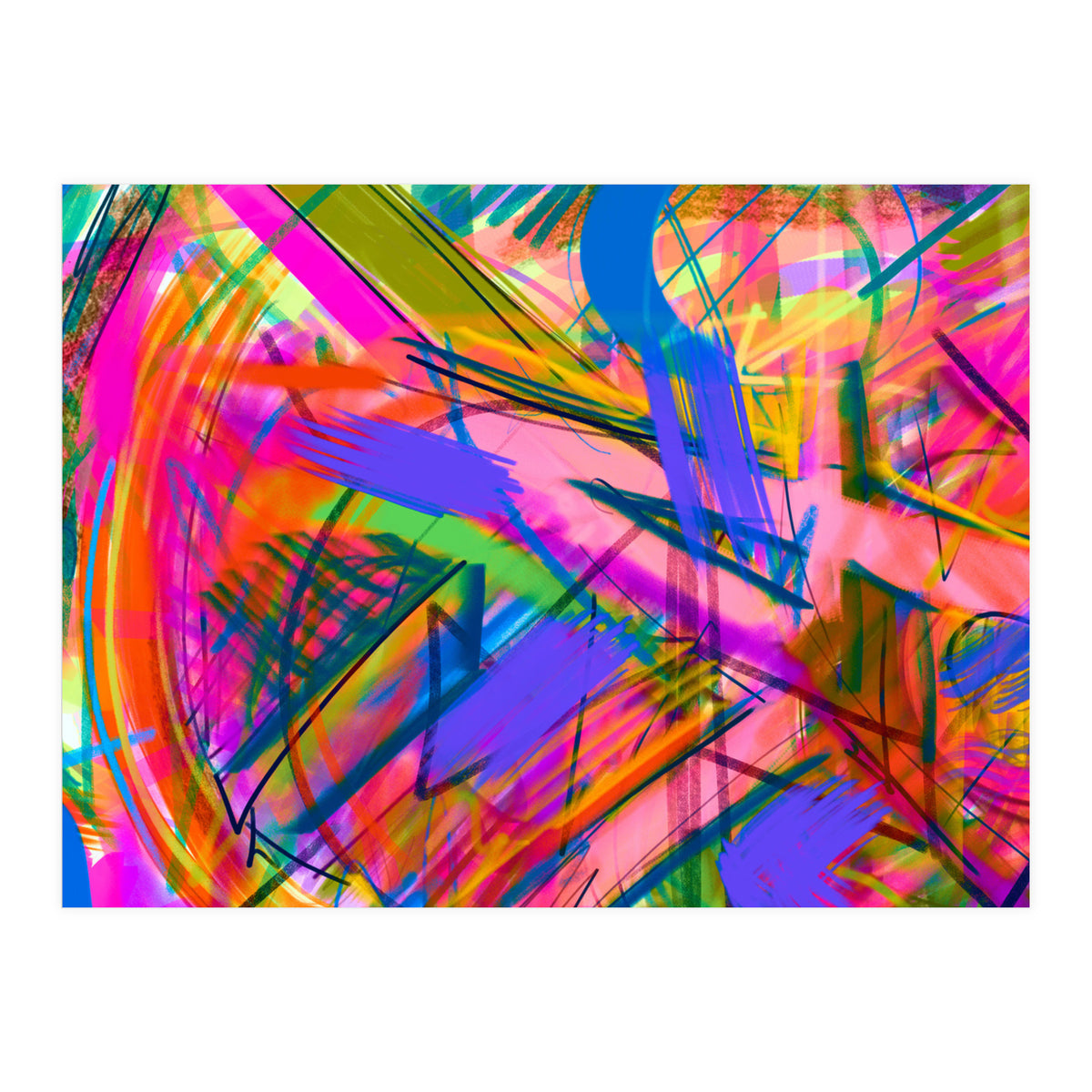 Pink And Blue In Traces (Print Only)