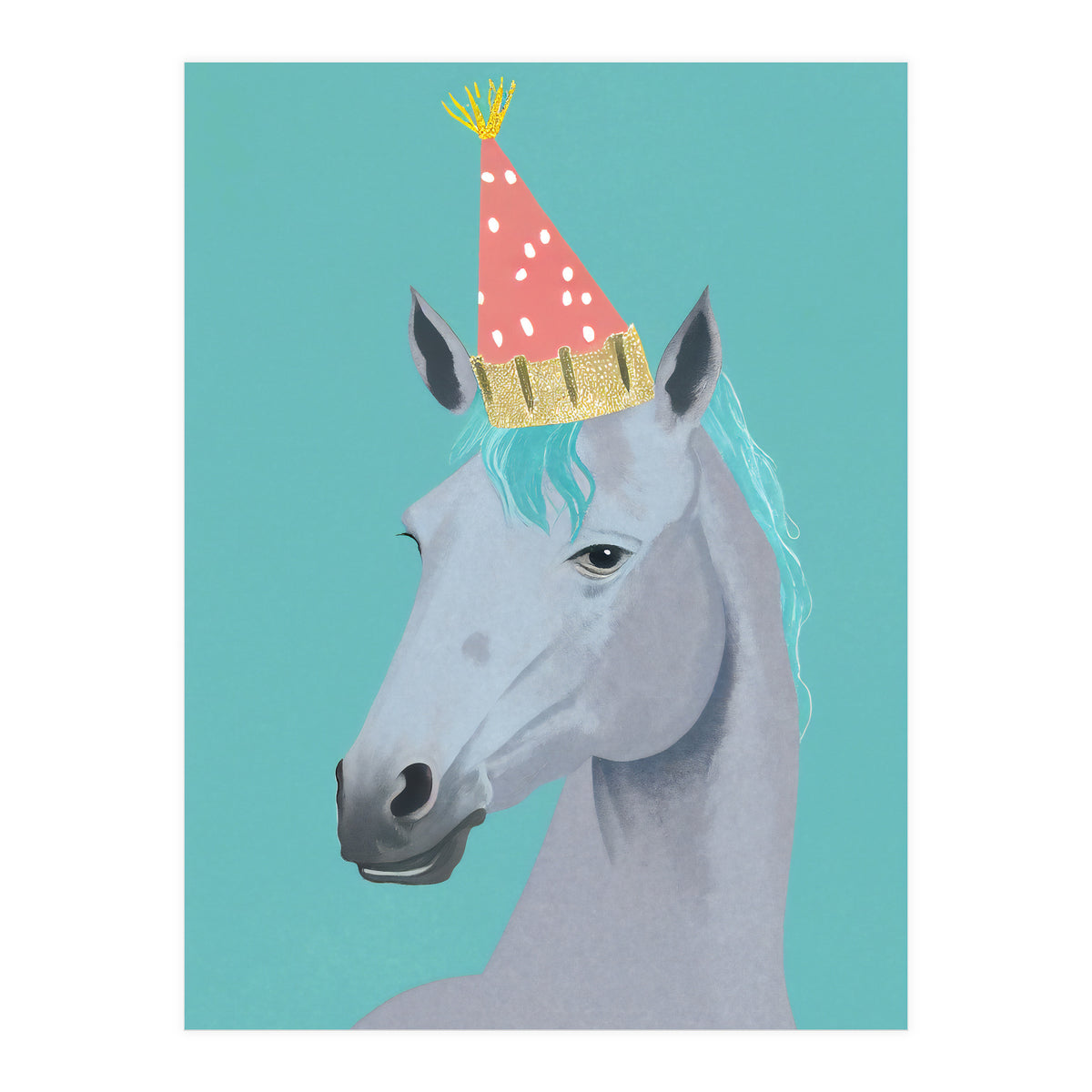 Horse with Party Hat Portrait  (Print Only)