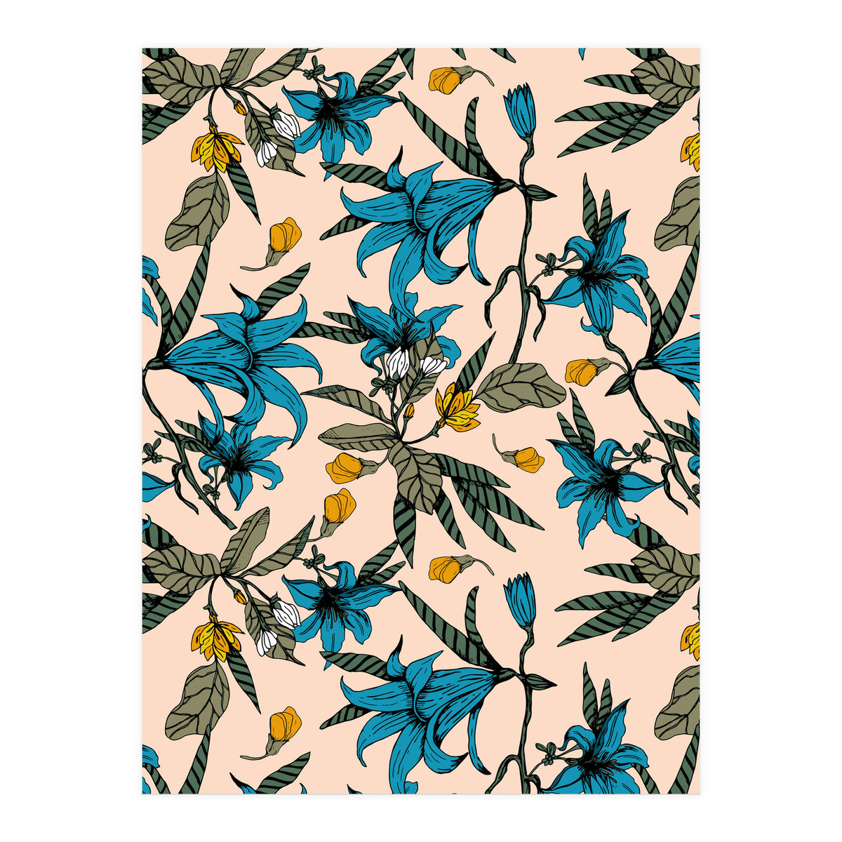 Blooming blossoms bluish I (Print Only)