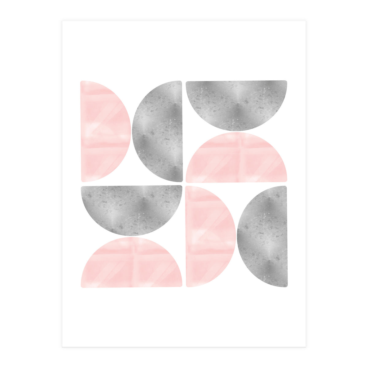 Half Moon Blush And Grey Abstract  (Print Only)
