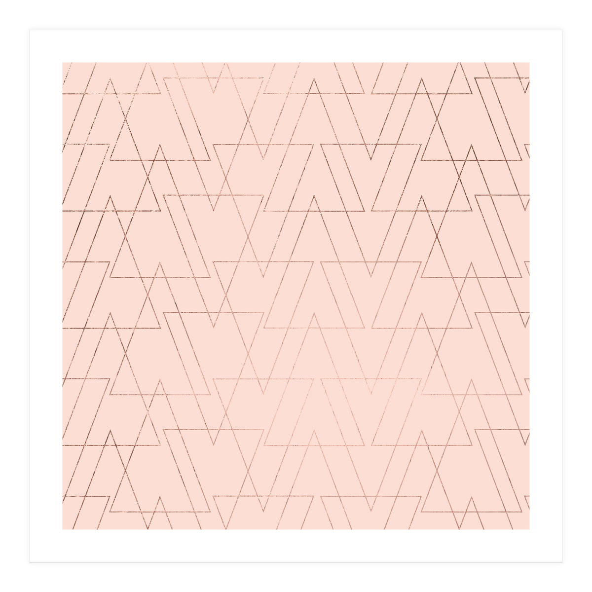 Modern Rose Gold Geometric Thin Triangles Blush Pink Abstract Pattern (Print Only)