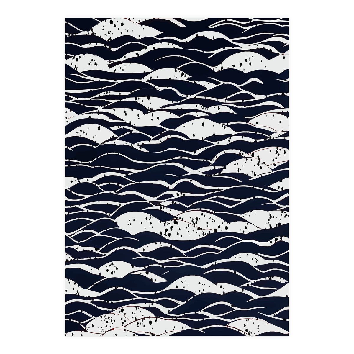 Rain, Abstract Storm Black & White, Monochromatic Line Art Sketch, Simple Eclectic Painting (Print Only)