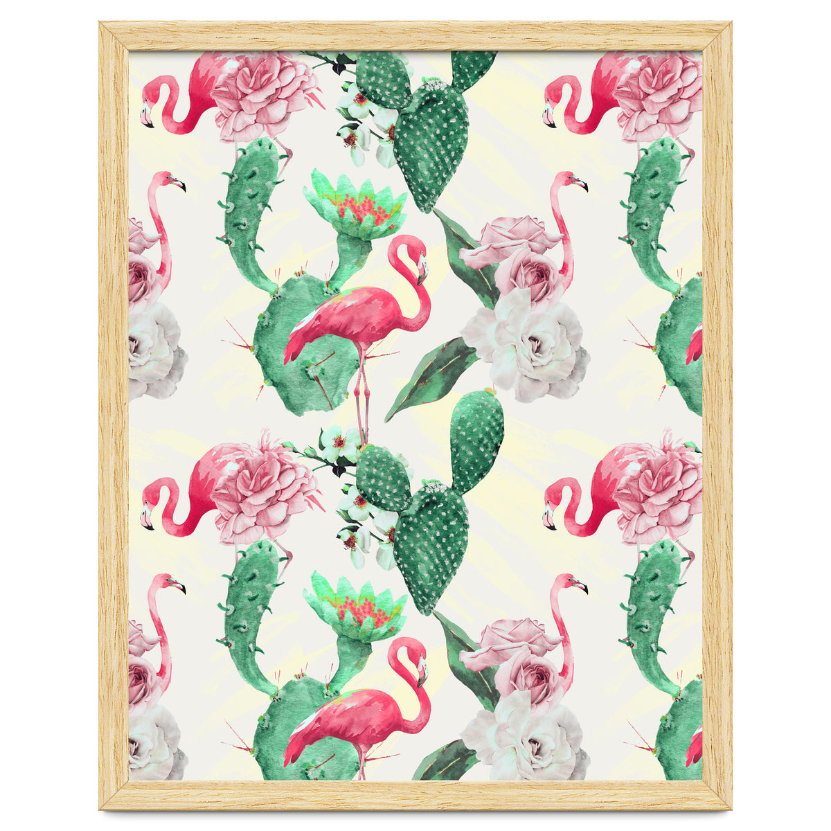 Flamingos, geometric and flowers