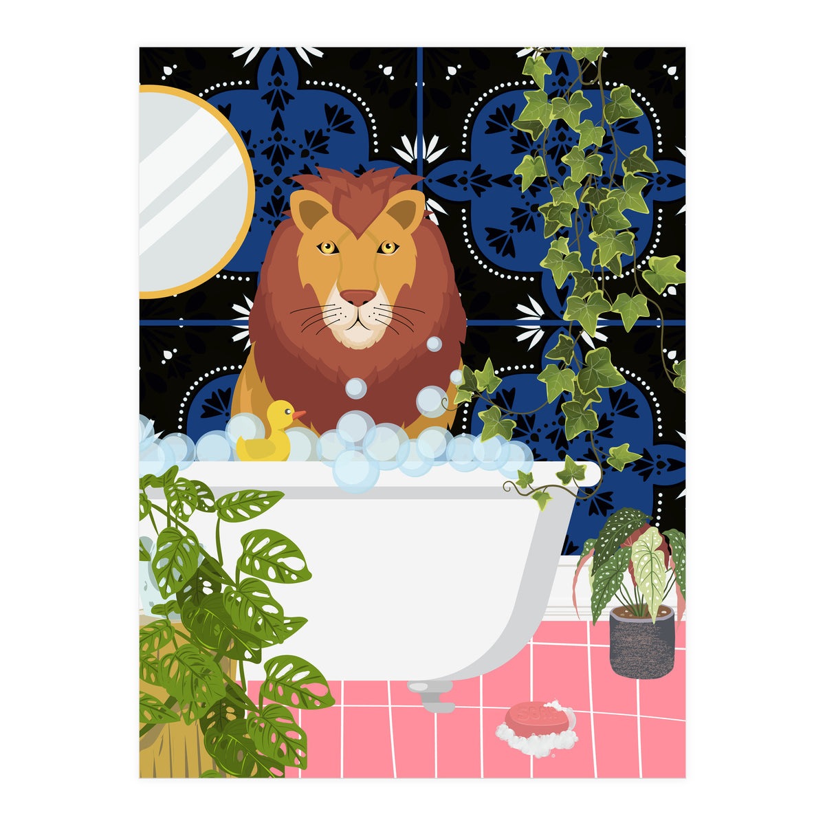 Lion in Moroccan Style Bathroom (Print Only)