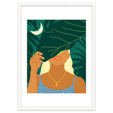 To The Moon & Never Back | Jungle Dreamer Bohemian Tropical Soul | Forest Nature Woman Illustration thumbnail