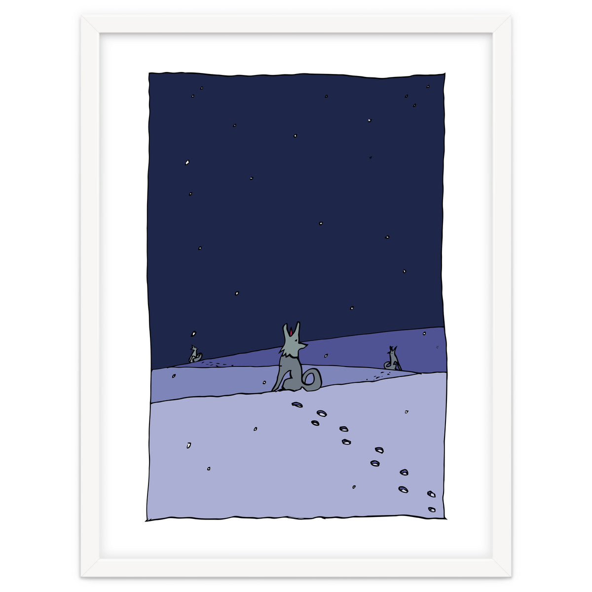 Dogs in Winter Night