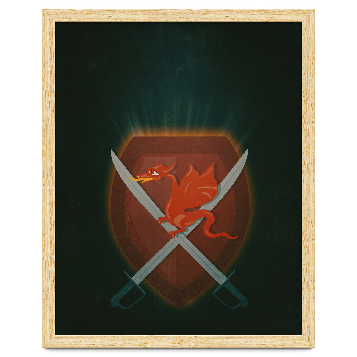 Heraldic dragon and cutlasses