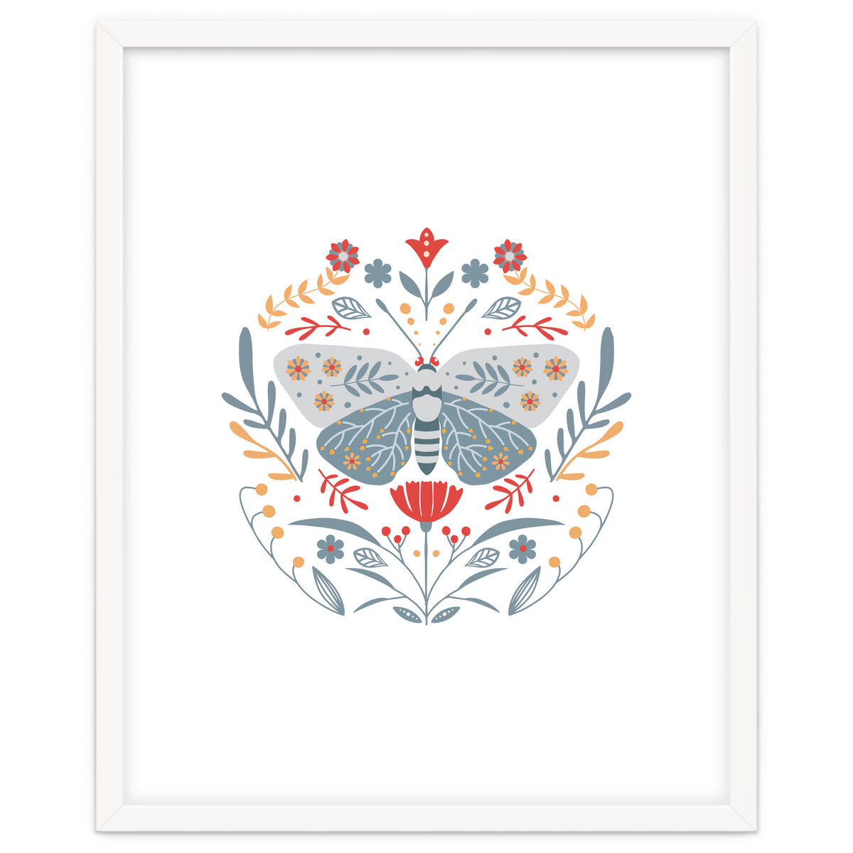Scandinavian Folk Art: Butterfly & Flowers