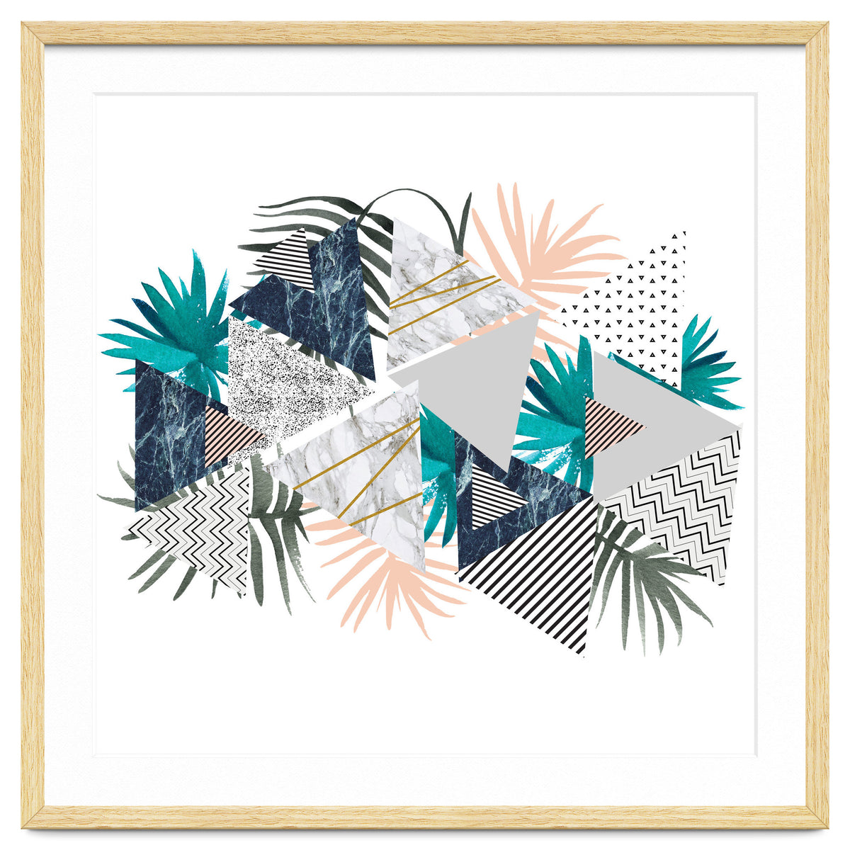 Abstract of geometric patterns with plants and marble I