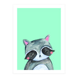 Woodland Racoon On Mint (Print Only) thumbnail