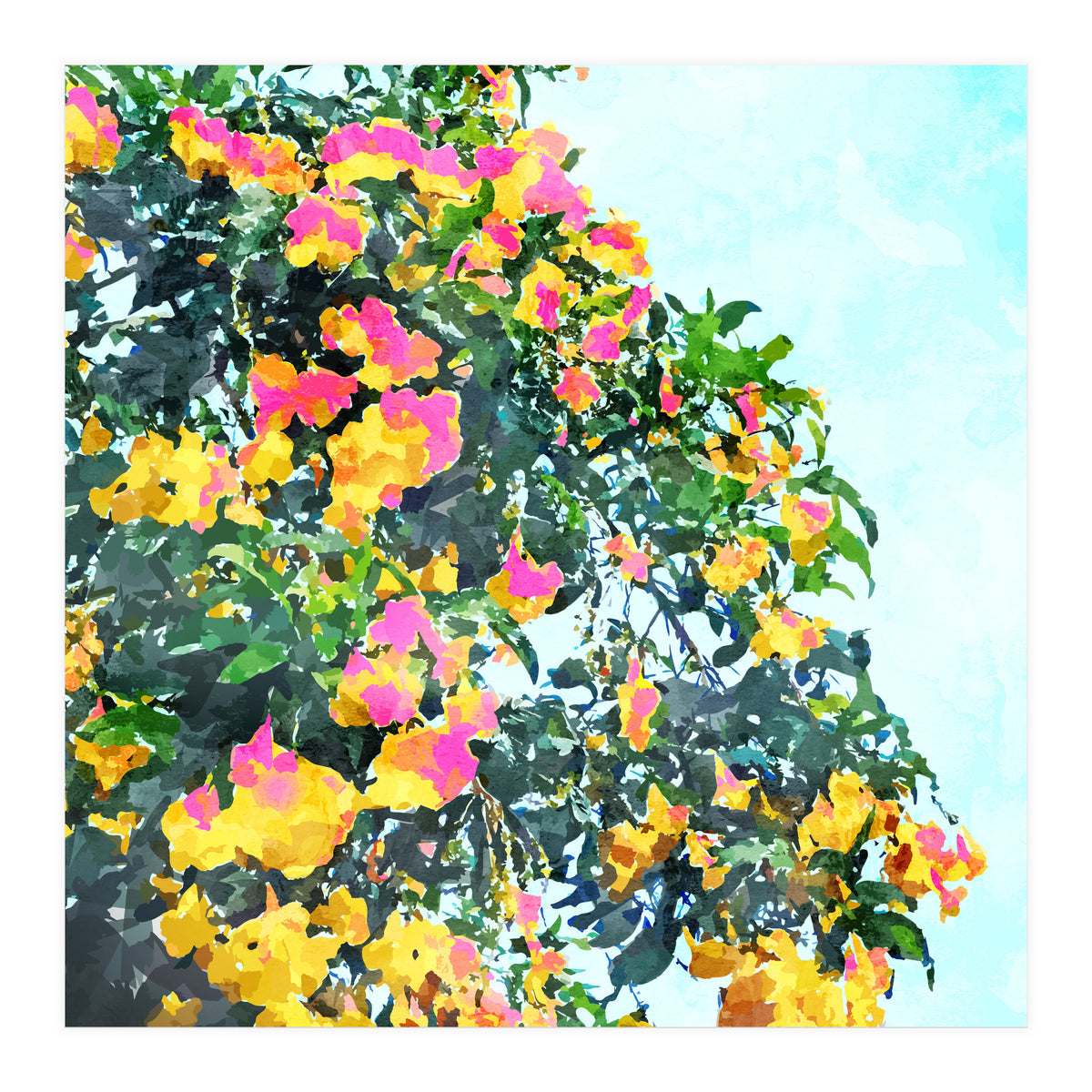 Summer Bougainvillea Watercolor Painting (Print Only)