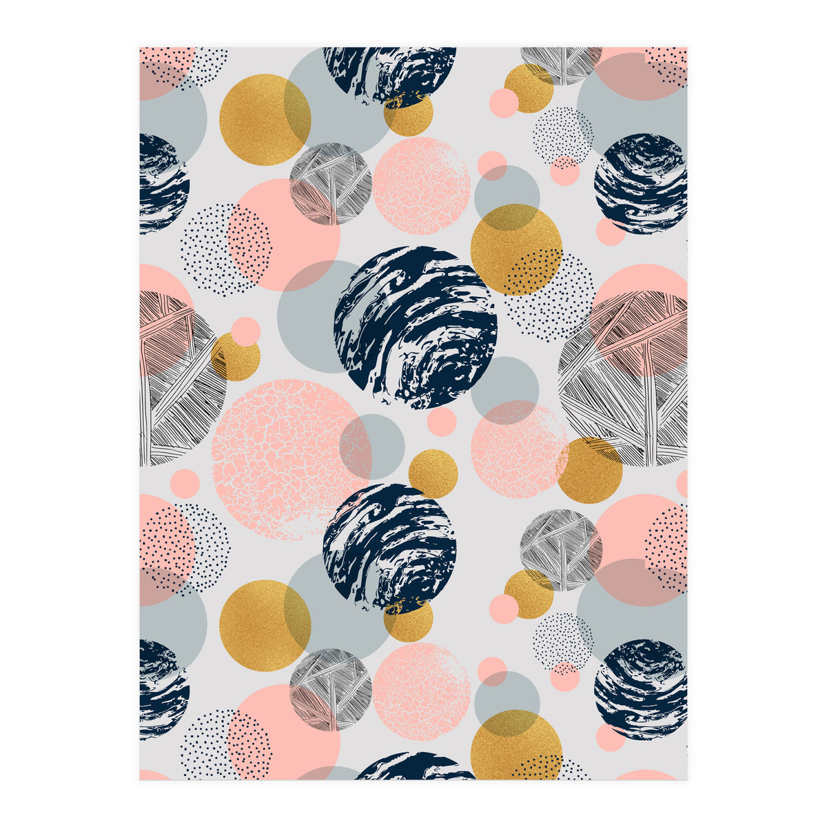 Pattern of abstract textured circles  (Print Only)