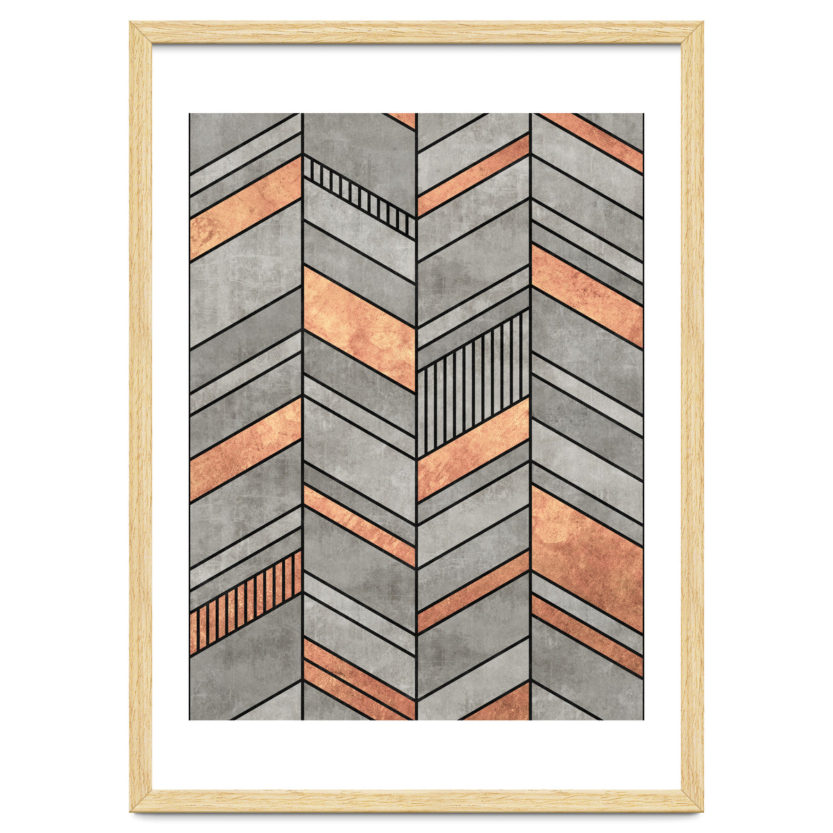 Abstract Chevron Pattern - Concrete and Copper
