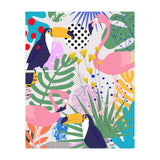 Tropical Spring | Pastel Quirky Modern Bohemian Jungle Botanical | Flamingo Palm Cockatoo Birds (Print Only) thumbnail