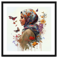 Watercolor Floral Muslim Woman #2