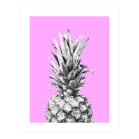 Black and White Pineapple Pink Background (Print Only)