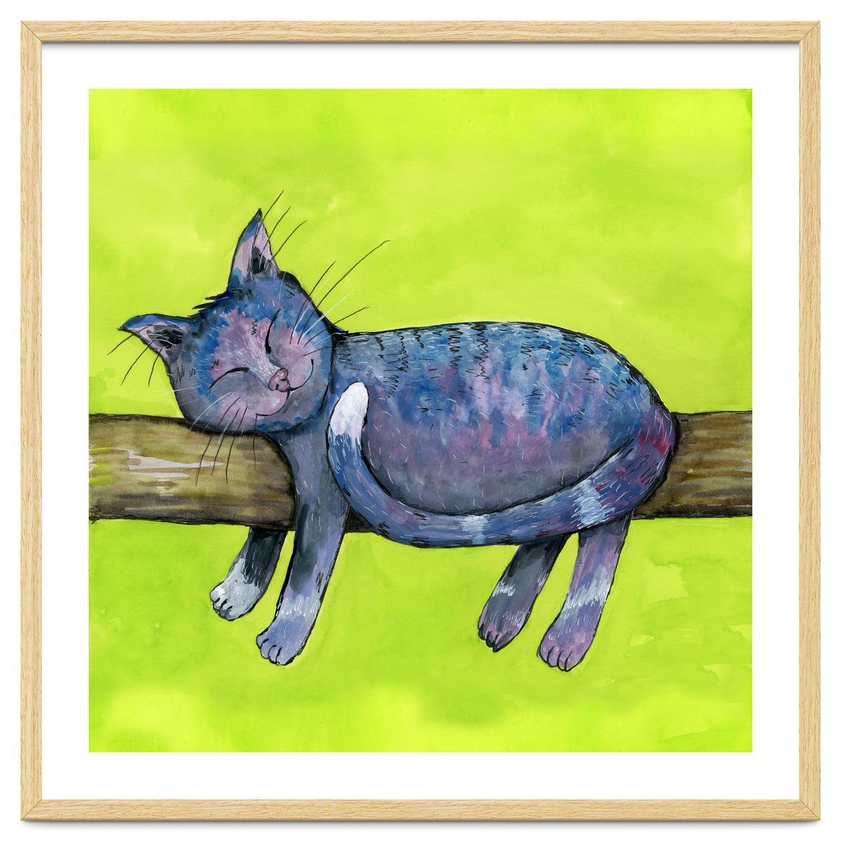 Sleeping cat in purpe