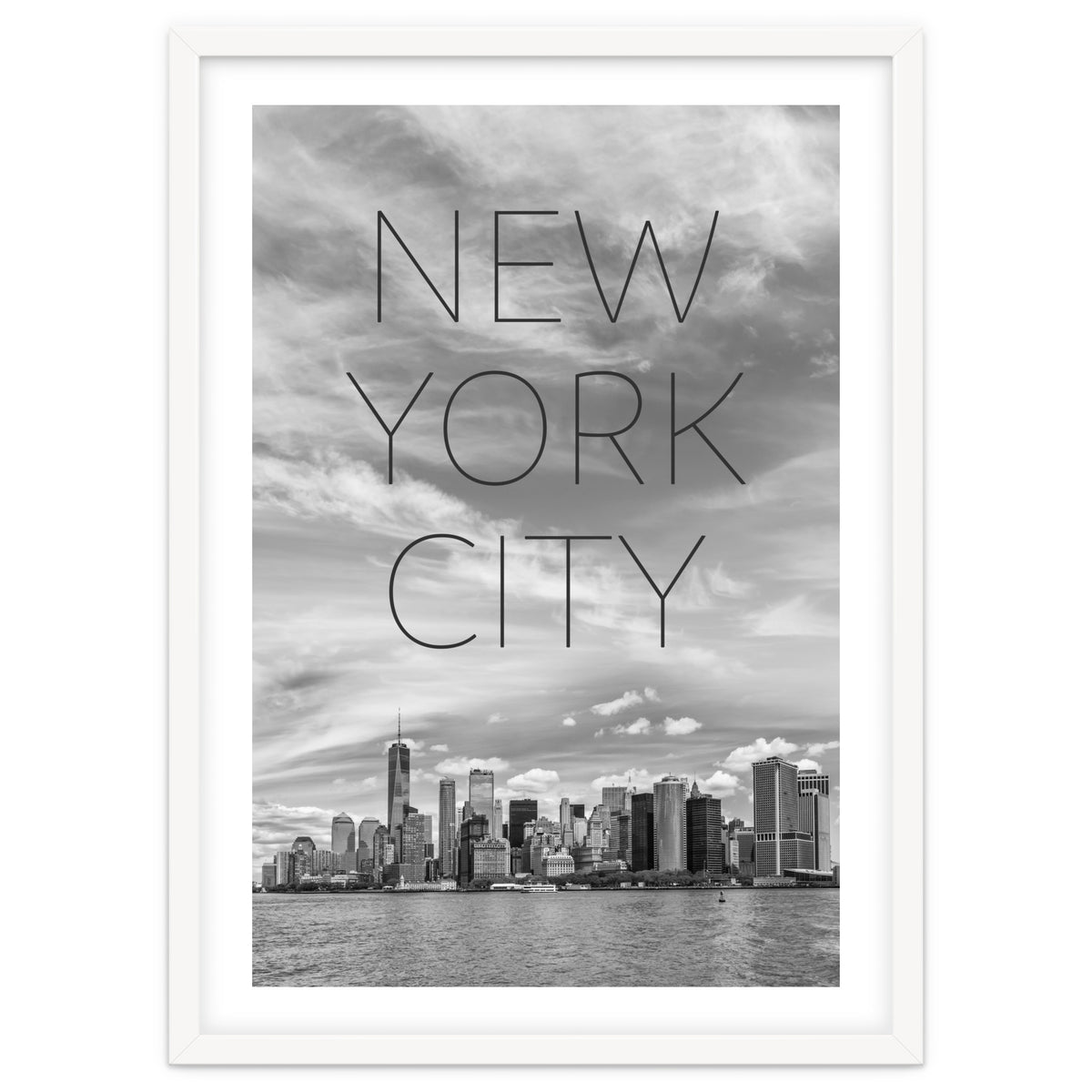 NYC Lower Manhattan & Hudson River | Text & Skyline