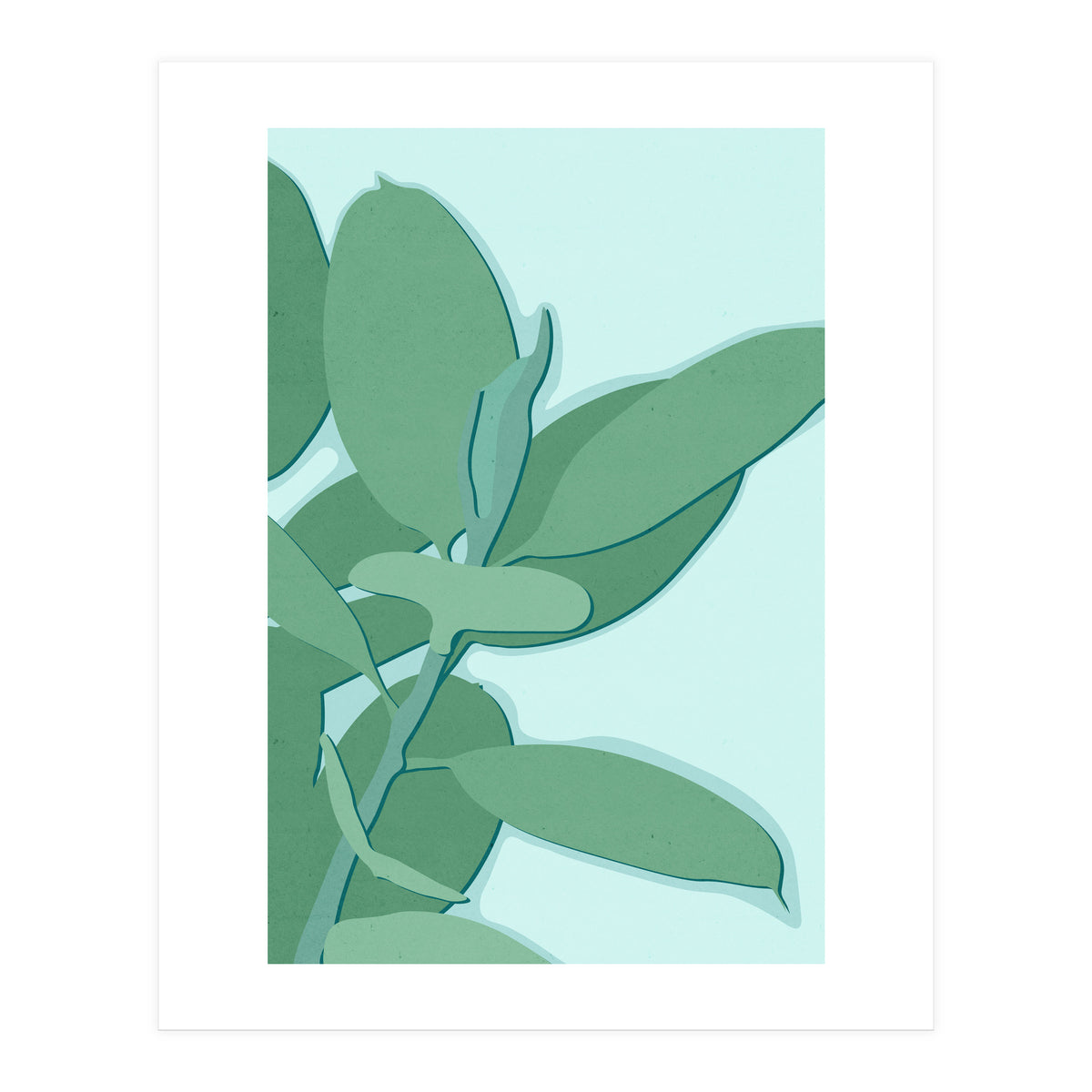 Minimal Rubber Tree Leaves - Greener Eden (Print Only)