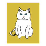 White Cat On Yellow (Print Only) thumbnail