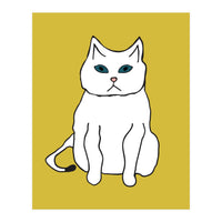 White Cat On Yellow (Print Only)