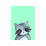 Woodland Racoon On Mint (Print Only) thumbnail