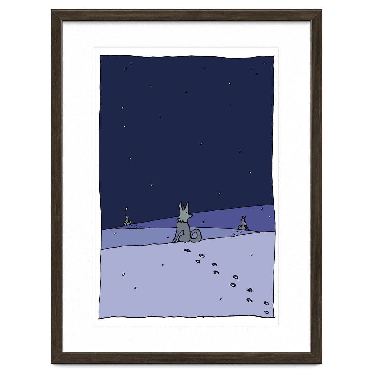 Dogs in Winter Night