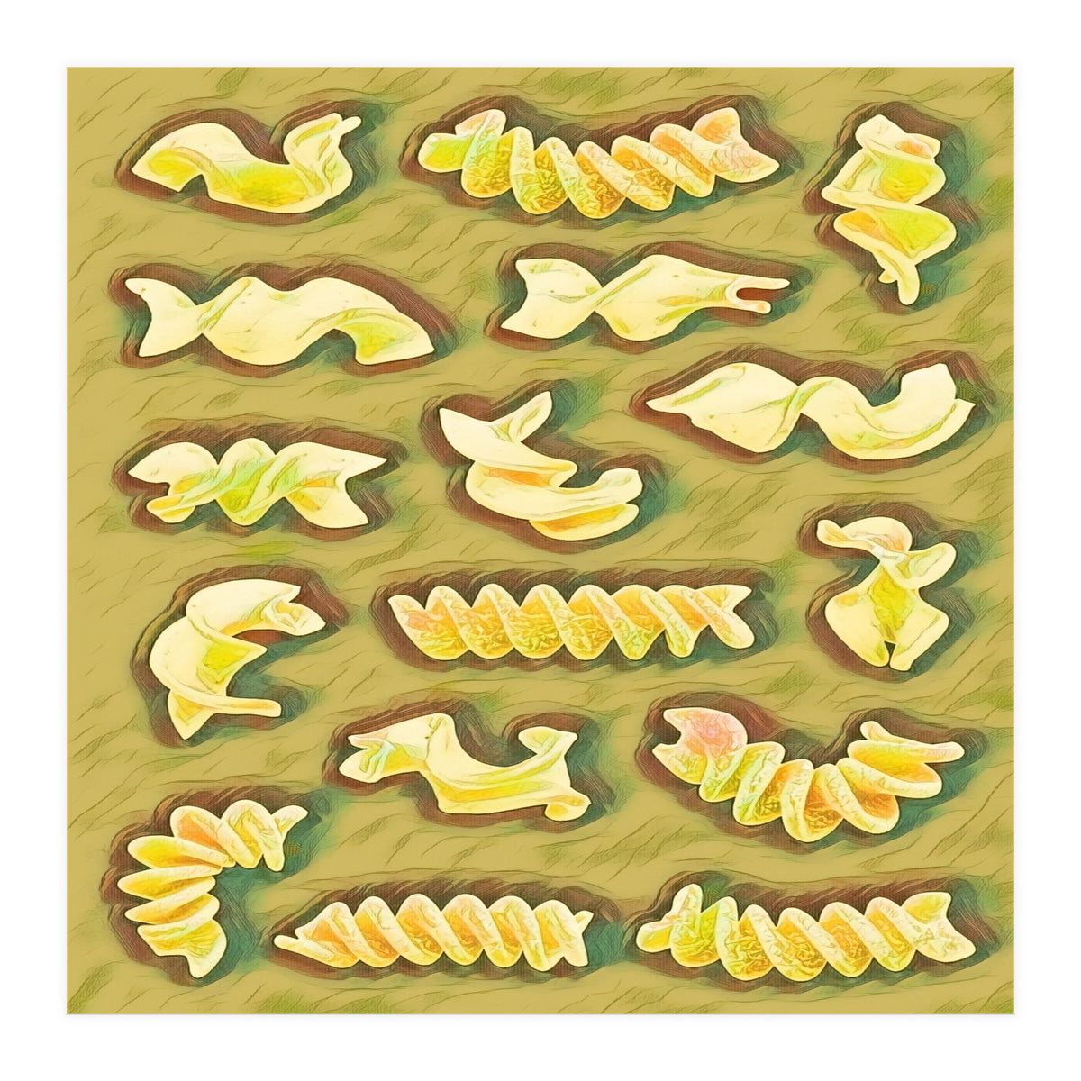 Pasta shapes fusilli and rotini (Print Only)
