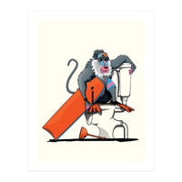 Baboon on the Toilet, Funny Bathroom Humour (Print Only)