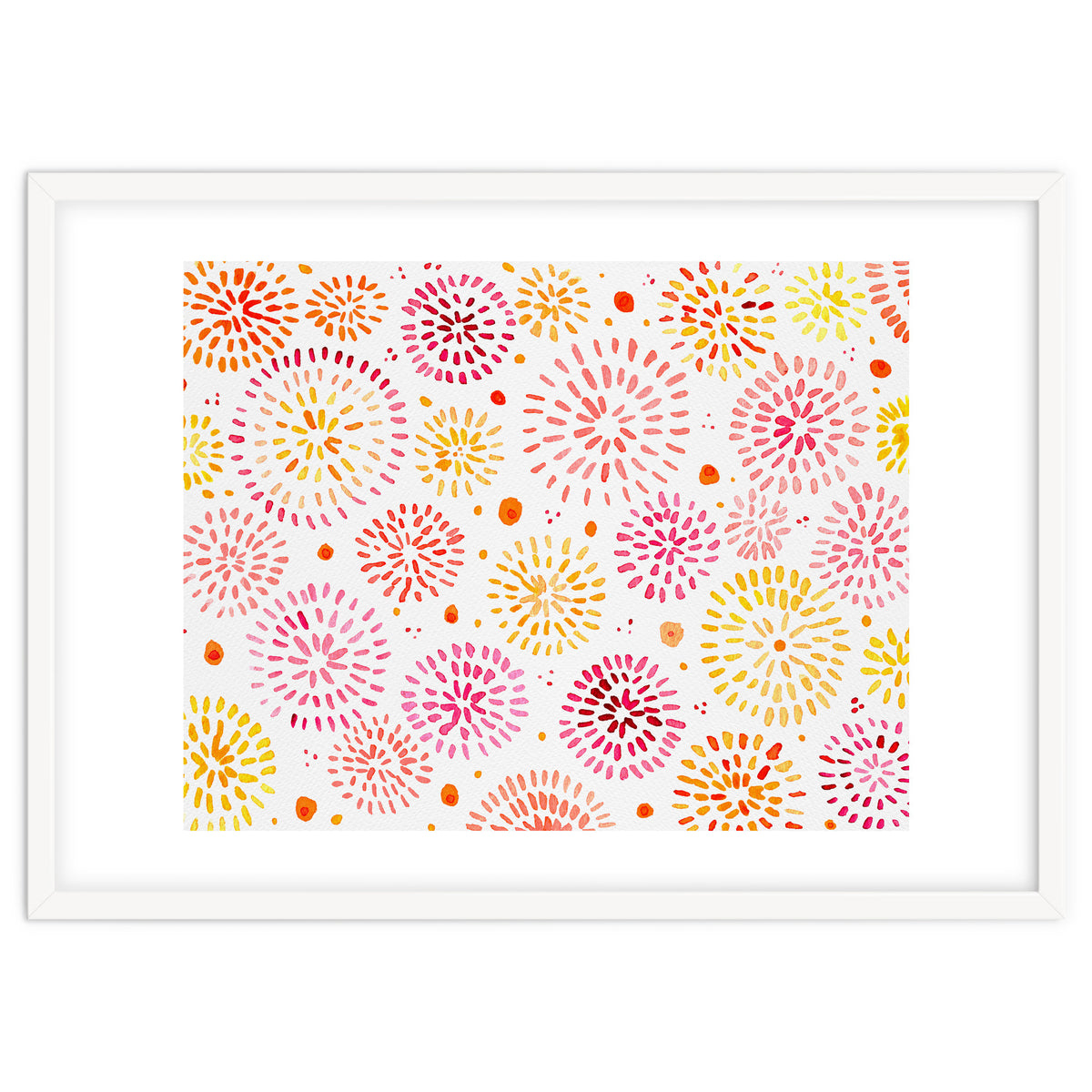 Abstract fireworks pattern in yellow and red