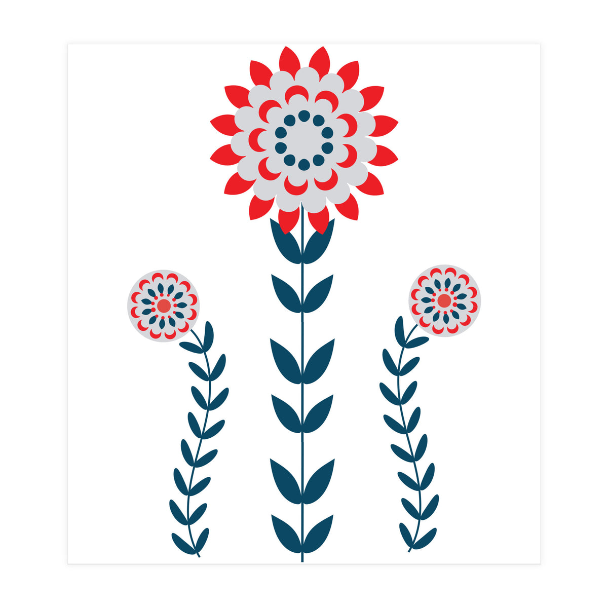 Scandi Folk Flowers  (Print Only)