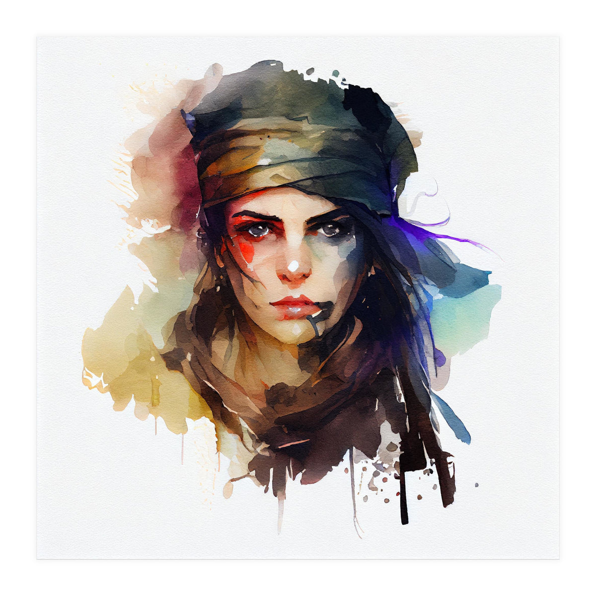 Watercolor Pirate Woman #1 (Print Only)