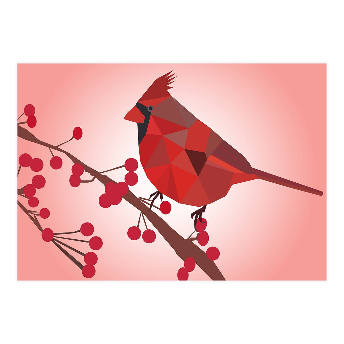 Northern Cardinal Bird Low Poly Art  (Print Only)