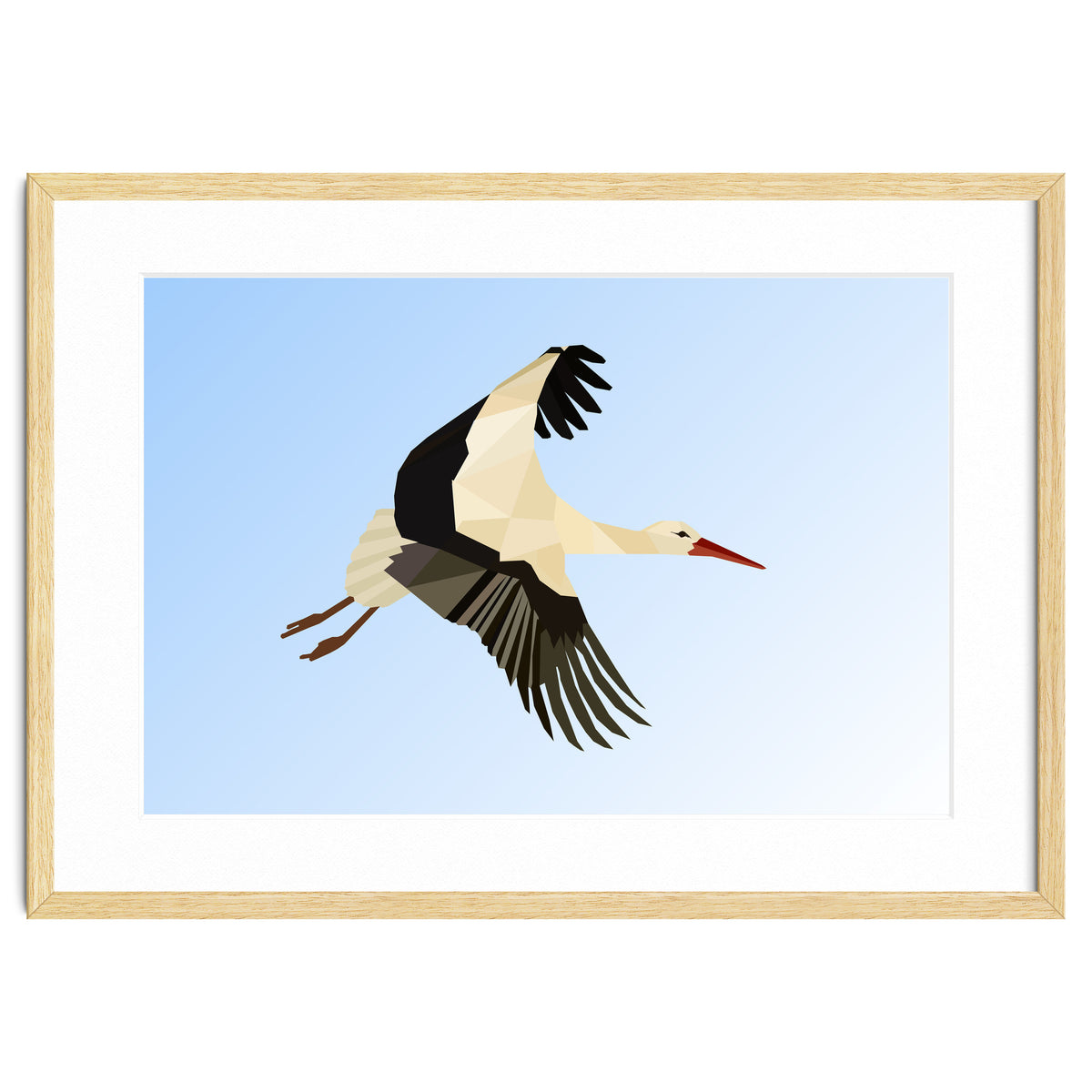 White Stork Bird Low Poly Art