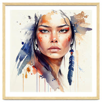 Watercolor Floral Indian Native Woman #12