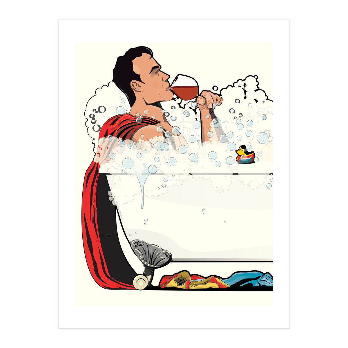 Superman in the Bath, funny Bathroom Humour (Print Only)