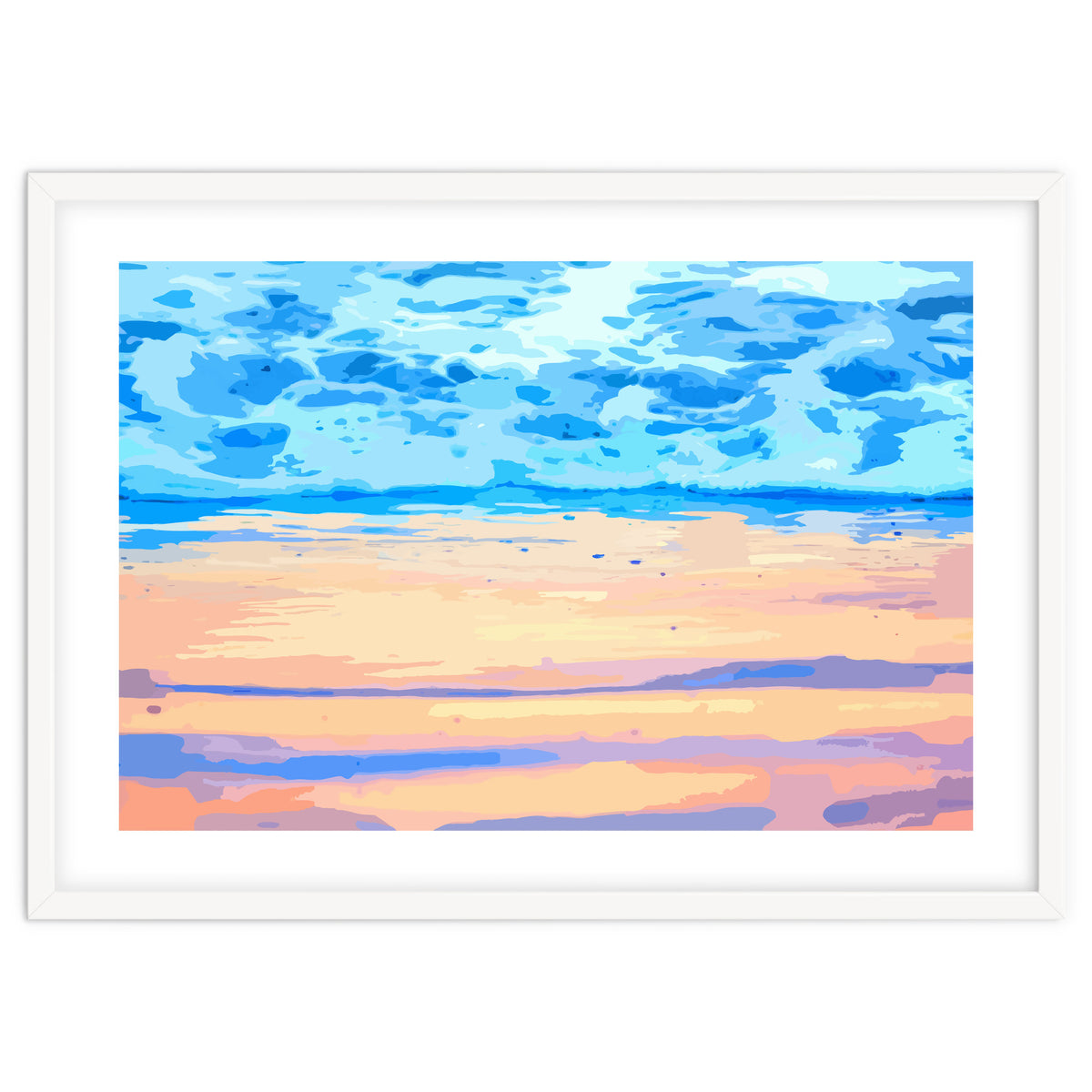 Sunset On The Shore | Beach Pastel Scenic Nature | Sea Ocean Landscape Painting