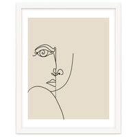 Looking Back : Moon Eyes, Abstract Face Line Art, Minimal Drawing Sketch People Scandinavian Neutral