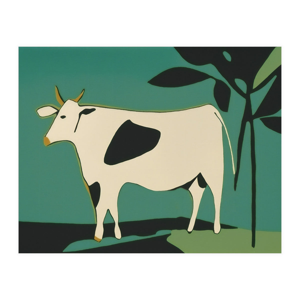 Cow in Green Landscape (Print Only)