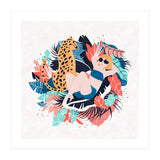 Yellow Hair Tropical Girl With Cheetah (Print Only) thumbnail