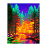 The Neon Mirage, Forest Trees Nature, Eclectic Electric Pop Art, Colorful Bright Contemporary Modern (Print Only) thumbnail